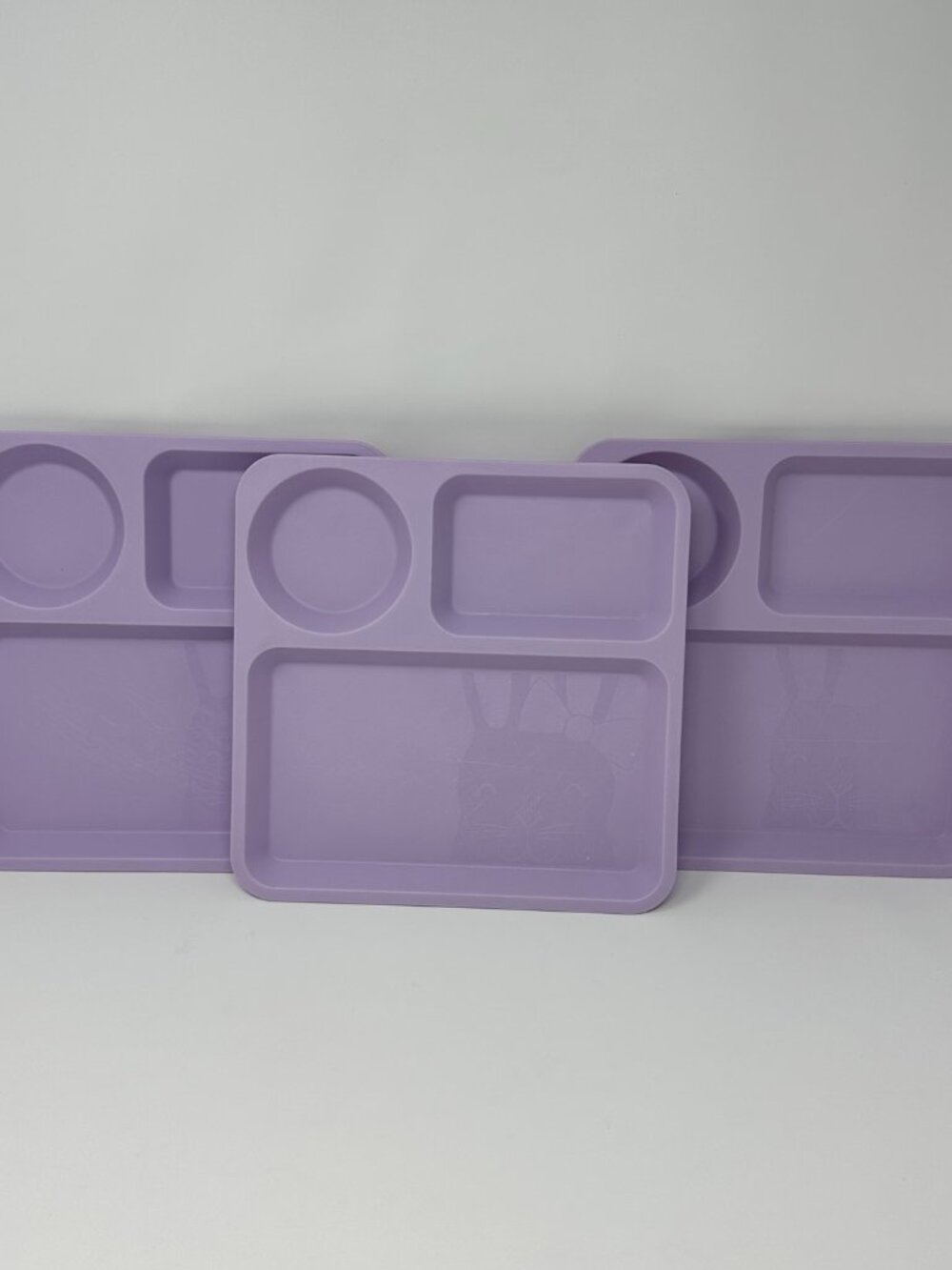 Set of 3 Pillowfort Divided Squares Trays / Plates Target, Light Purple, 9 1/2"